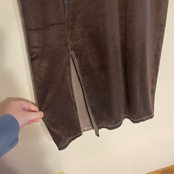 Zara Women S Taupe Grey Metallic Velvet Side Slit Fitted Bodycon Midi Dress NWT - Picture 5 of 12